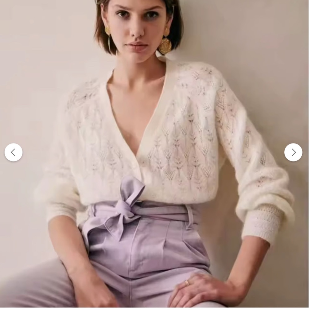 Sezane Marlow Cardigan Sweater in Ecru, Women's Size XS - Picture 2 of 8